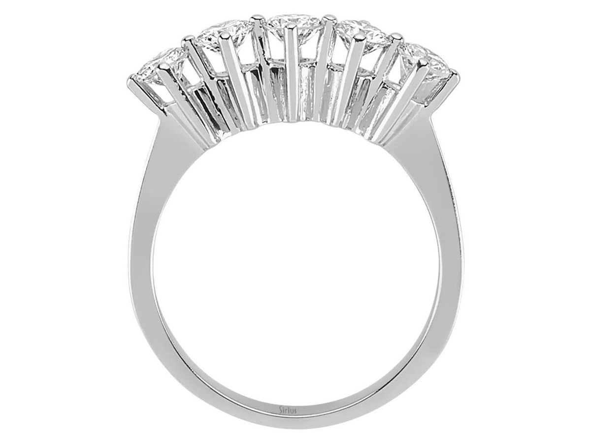 0,81 Karat Diamant 5 Diamanten Allianz in 585er 14 K Weißgold - handgefertigter Diamantschmuck aus Feingold | Sirius Diamant