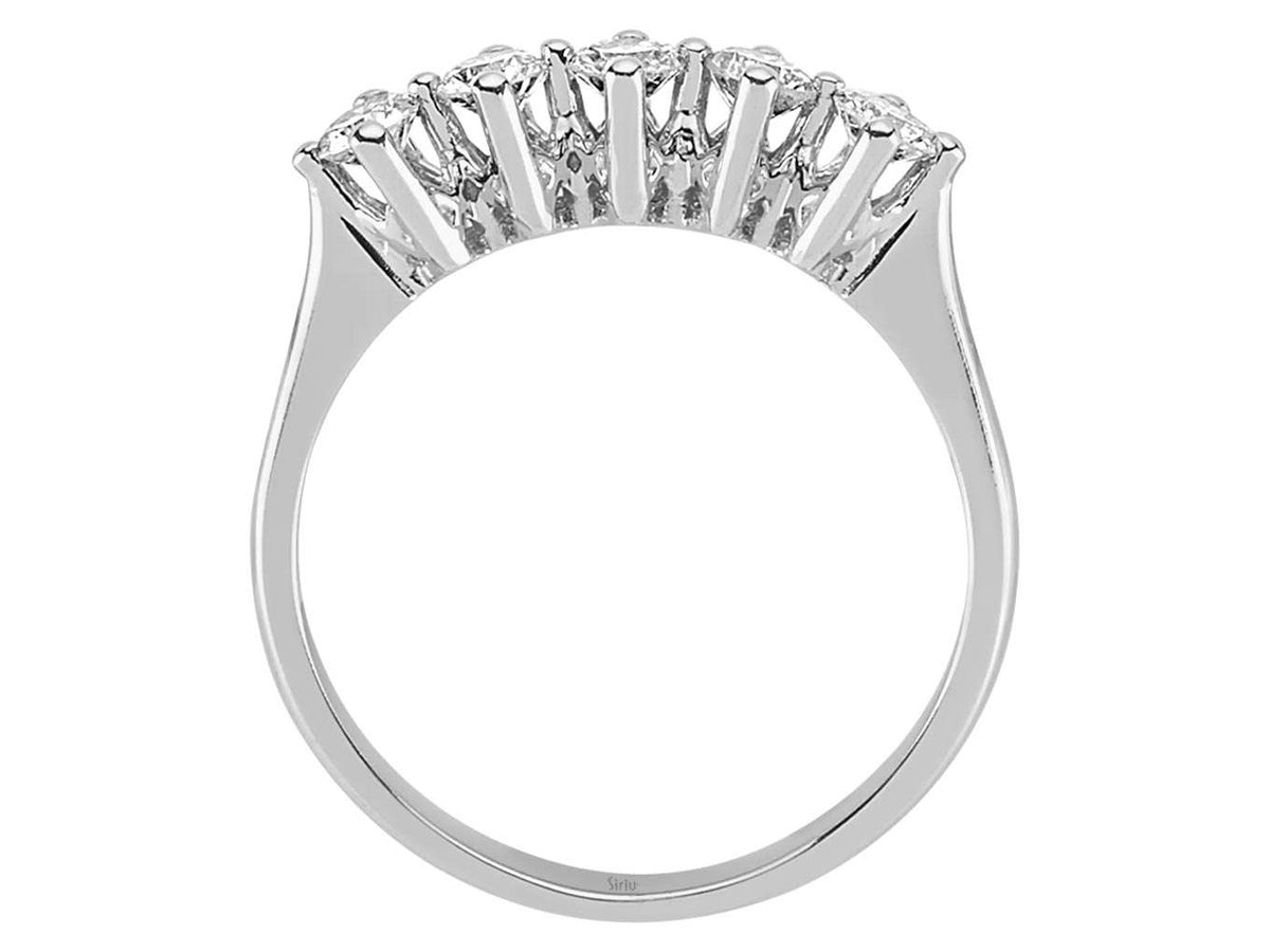 0,64 Karat Diamant 5 Diamanten Allianz in 585er 14 K Weißgold – handgefertigter Diamantschmuck aus Feingold | Sirius Diamant