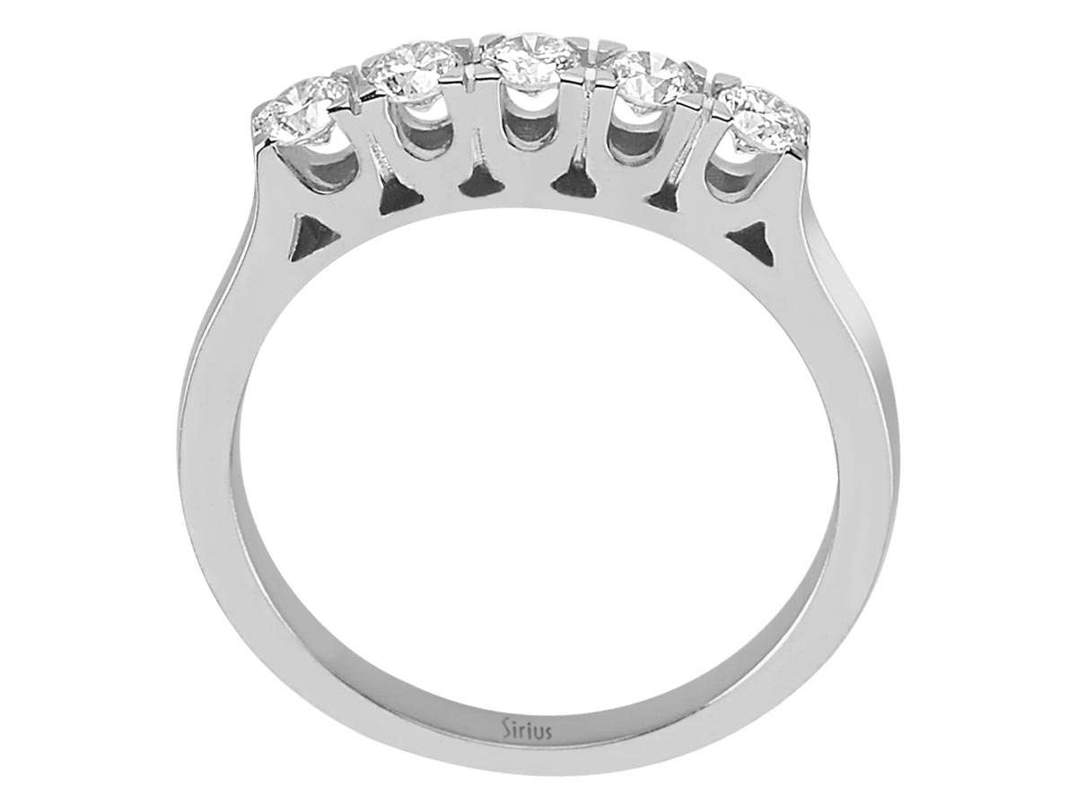 0,38 Karat Diamant 5 Diamanten Allianz in 585er 14 K Weißgold - handgefertigter Diamantschmuck aus Feingold | Sirius Diamant