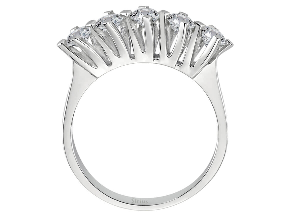 0,80 Carat Diamant 5 Diamanten Allianz in 750er 18 Karat Weißgold - handgefertigter Diamantschmuck aus Feingold | Sirius Diamant