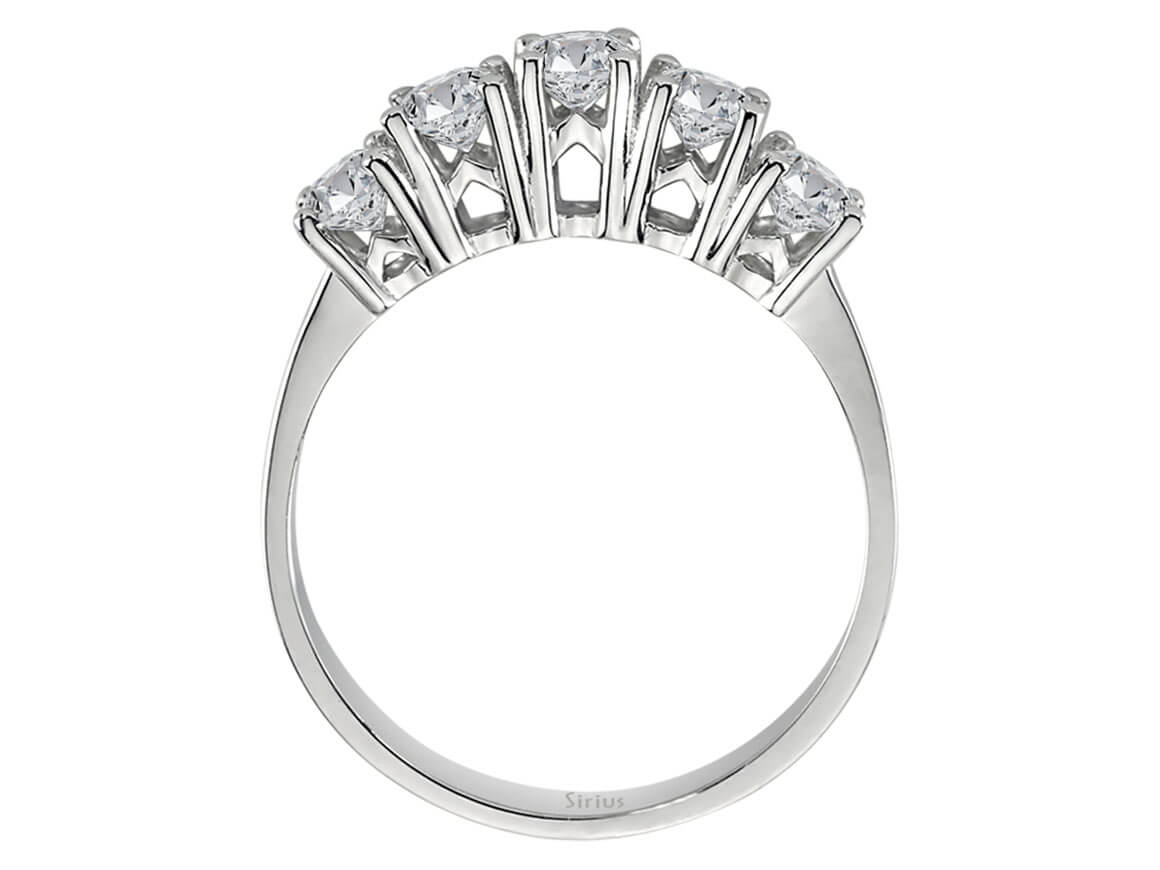 0,98 Karat Diamant 5 Diamanten Allianz - handgefertigter Diamantschmuck aus Feingold | Sirius Diamant