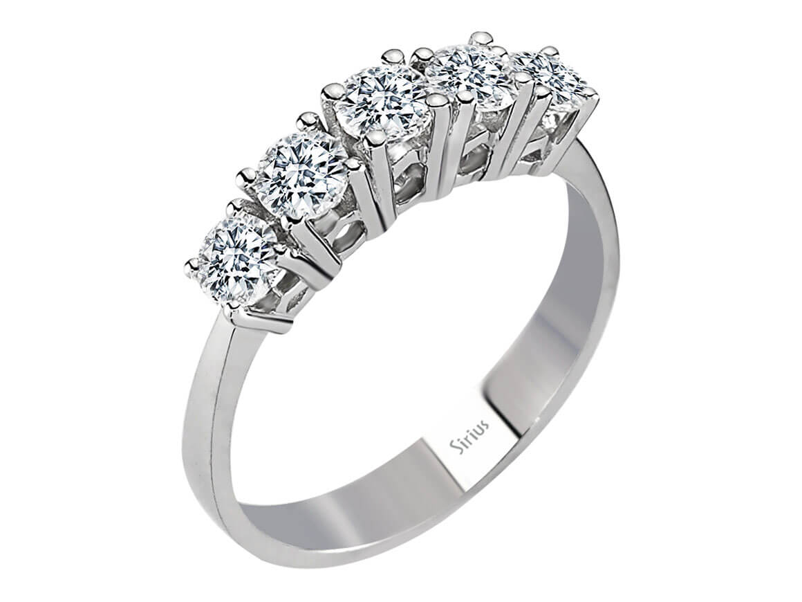 0,98 Karat Diamant 5 Diamanten Allianz - handgefertigter Diamantschmuck aus Feingold | Sirius Diamant