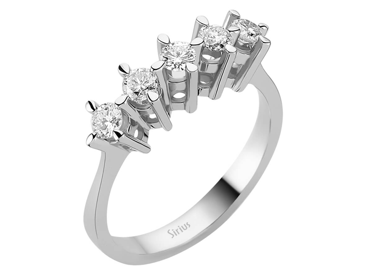 0,51 Karat Diamant 5 Diamanten Allianz - handgefertigter Diamantschmuck aus Feingold | Sirius Diamant