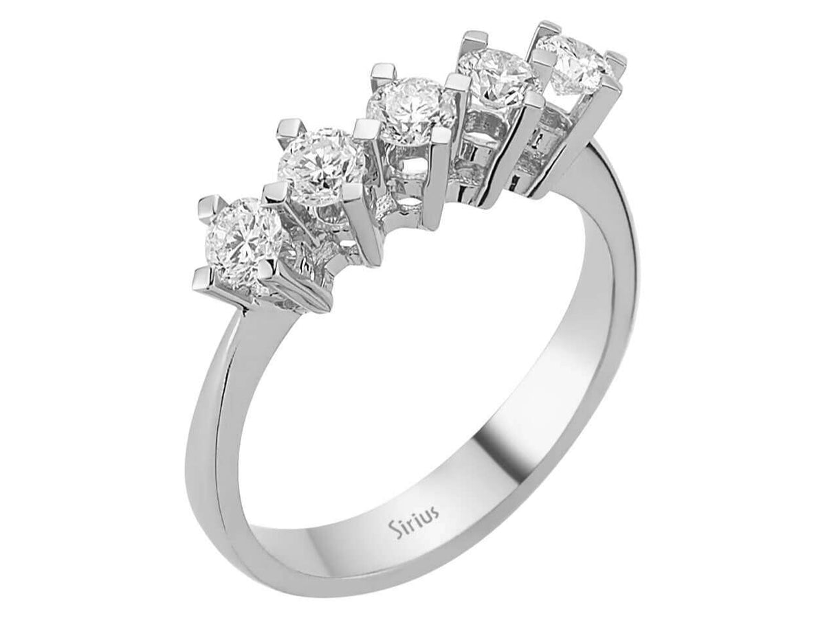 0,70 Karat Diamant 5 Diamanten Allianz - handgefertigter Diamantschmuck aus Feingold | Sirius Diamant