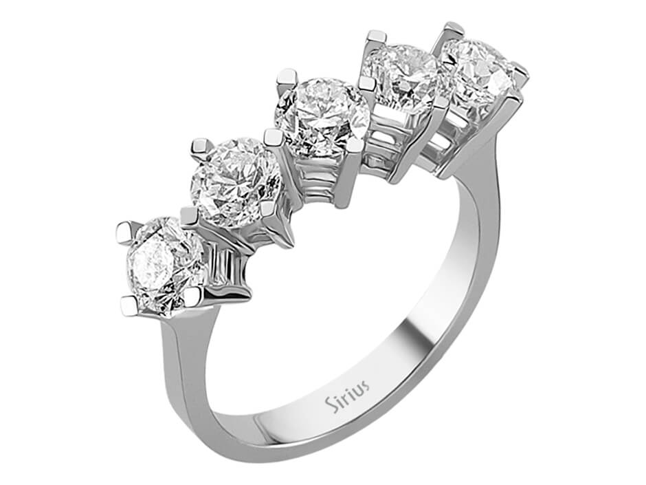 2,30 Karat Diamant 5 Diamanten Allianz - handgefertigter Diamantschmuck aus Feingold | Sirius Diamant