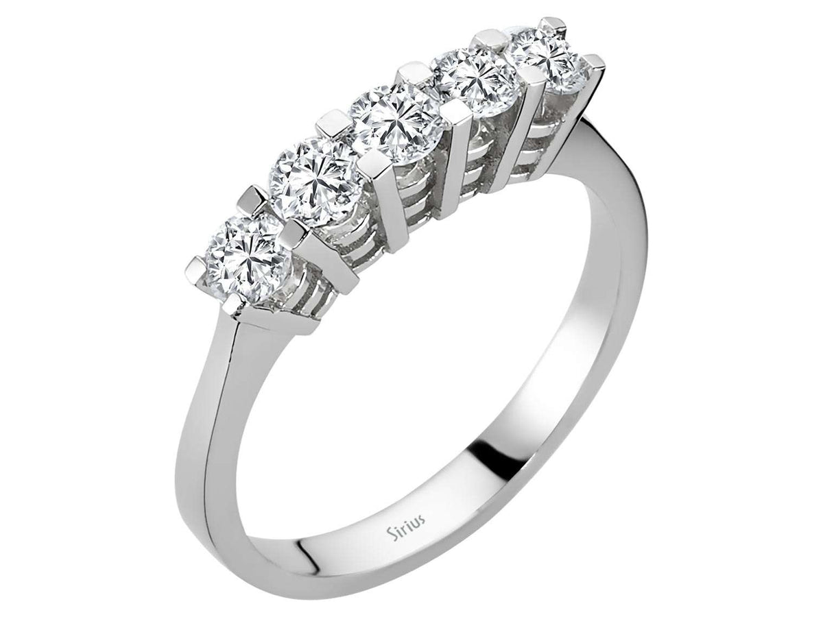0,80 Karat Diamant 5 Diamanten Allianz - handgefertigter Diamantschmuck aus Feingold | Sirius Diamant