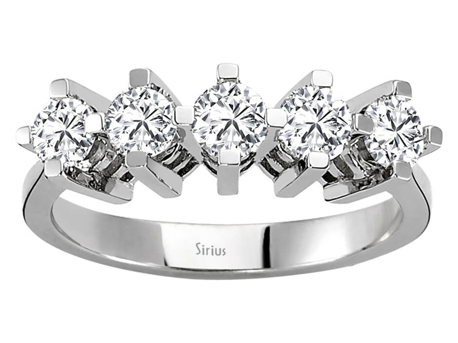 G-Farbe 0,90 Karat Diamant-Ring mit 5 Steinen - handgefertigter Diamantschmuck aus Feingold | Sirius Diamant
