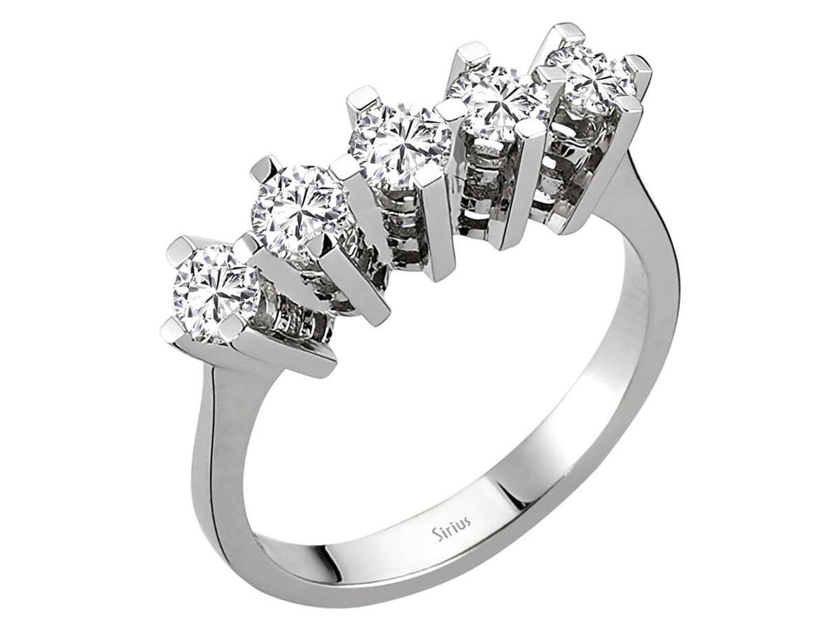 G-Farbe 0,90 Karat Diamant-Ring mit 5 Steinen - handgefertigter Diamantschmuck aus Feingold | Sirius Diamant