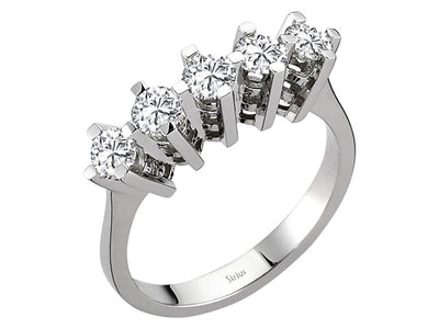 G-color 0.90 carat diamond ring with 5 stones