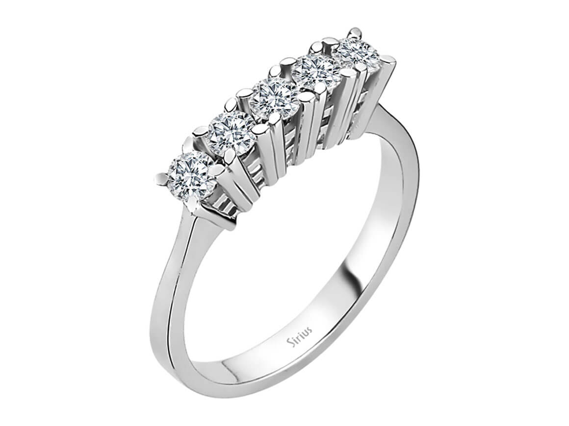 0,55 Karat Diamant 5 Diamanten Allianz - handgefertigter Diamantschmuck aus Feingold | Sirius Diamant