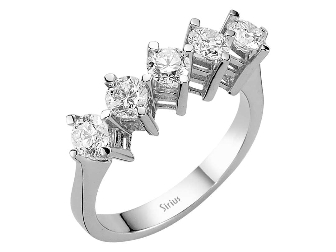 1,19 Karat Diamant 5 Diamanten Allianz - handgefertigter Diamantschmuck aus Feingold | Sirius Diamant