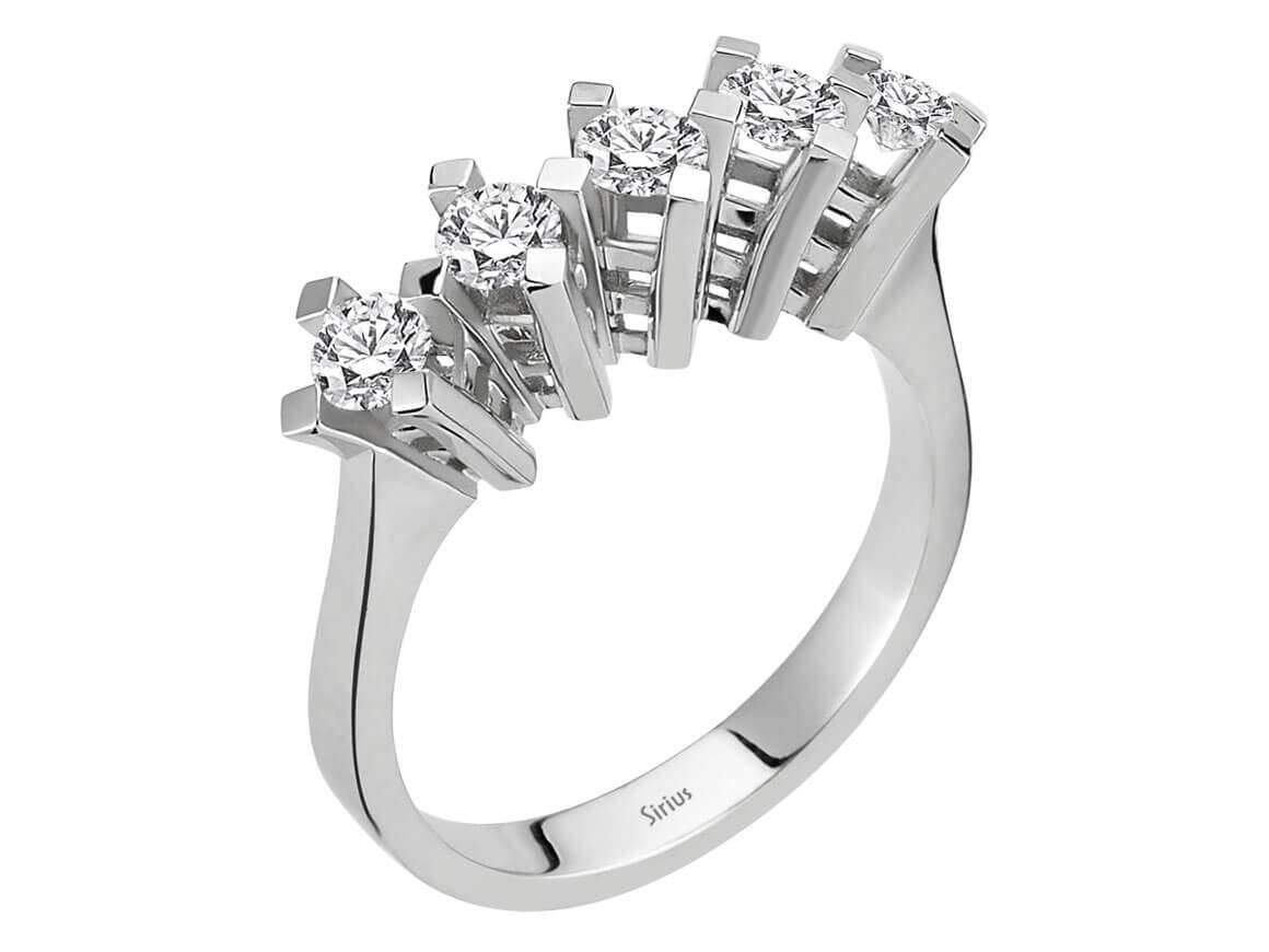 0,78 Carat Diamant 5 Diamanten Allianz - handgefertigter Diamantschmuck aus Feingold | Sirius Diamant
