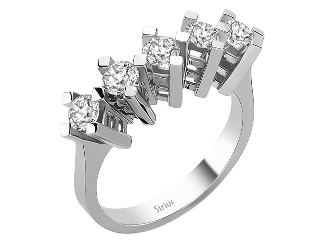 E Farbe 0,96 Carat 5 Diamanten Allianz - handgefertigter Diamantschmuck aus Feingold | Sirius Diamant
