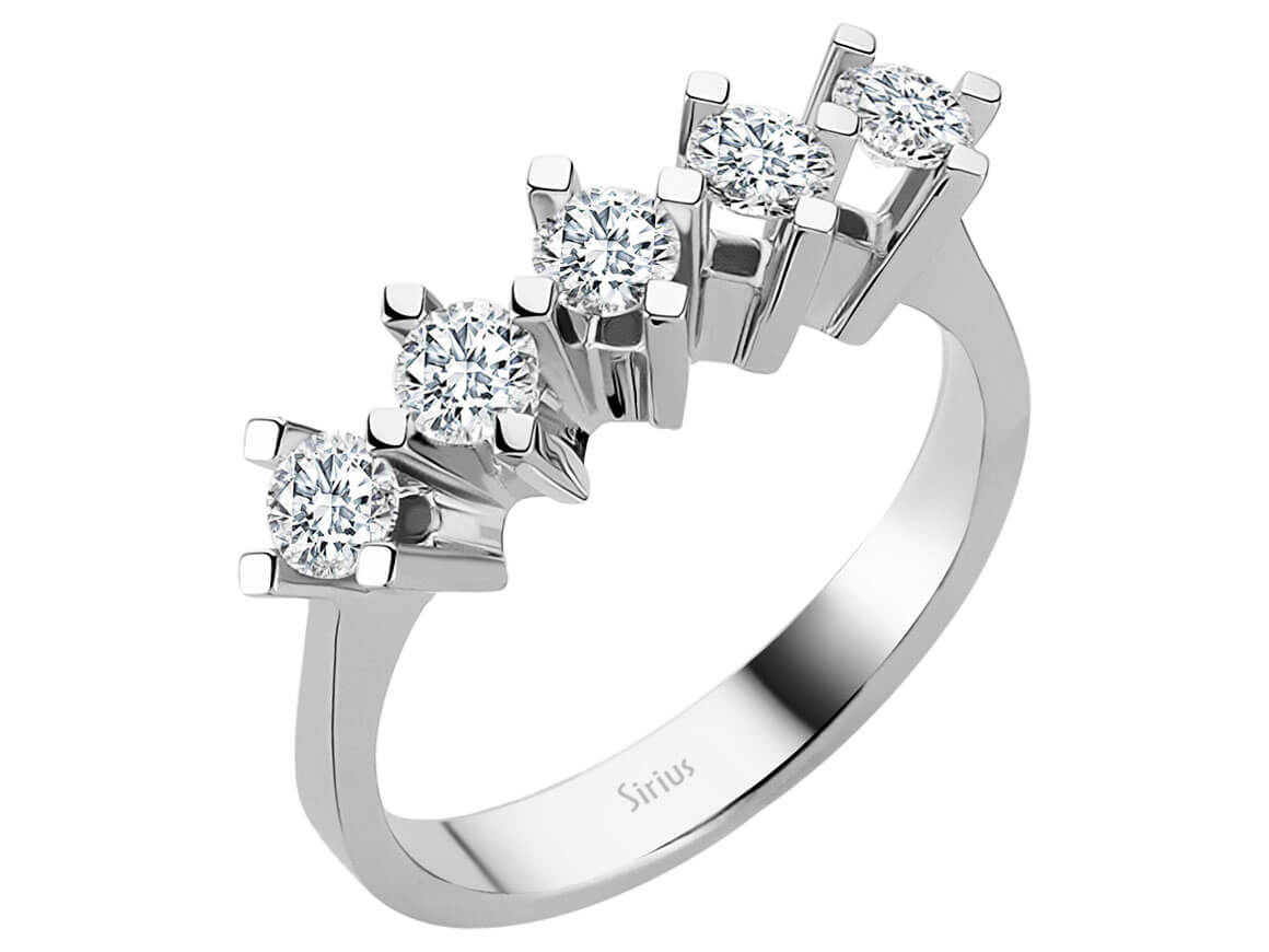 1 Karat Diamant 5 Diamanten Allianz - handgefertigter Diamantschmuck aus Feingold | Sirius Diamant