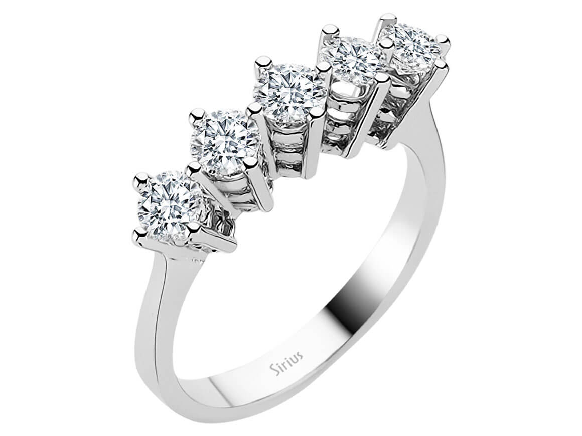 1 Karat Diamant 5 Diamanten Allianz - handgefertigter Diamantschmuck aus Feingold | Sirius Diamant
