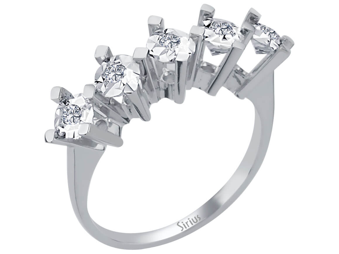 1,00 Carat Effekt Diamant 5 Diamanten Allianz - handgefertigter Diamantschmuck aus Feingold | Sirius Diamant