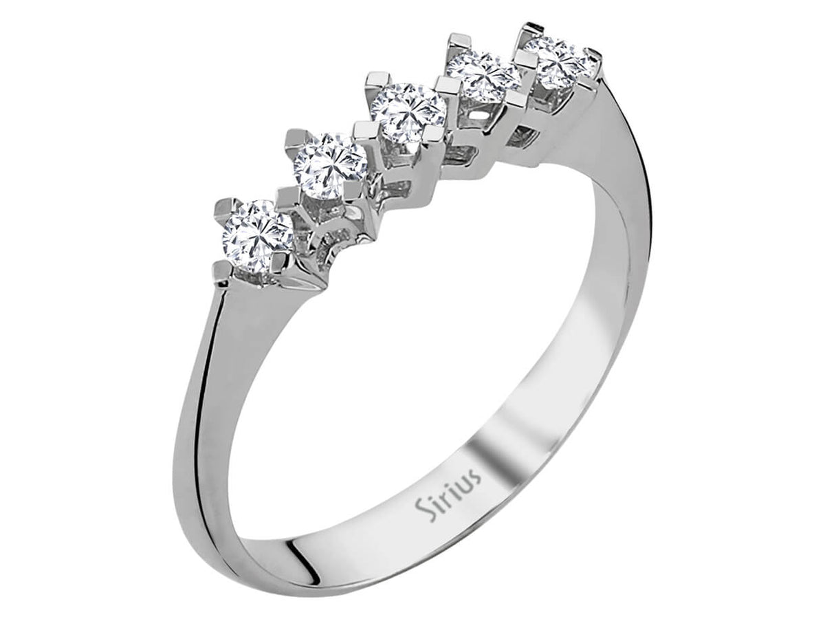0,29 Carat Diamant 5 Diamanten Allianz - handgefertigter Diamantschmuck aus Feingold | Sirius Diamant