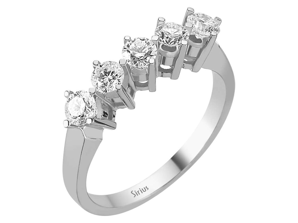 0,75 Karat Diamant 5 Diamanten Allianz - handgefertigter Diamantschmuck aus Feingold | Sirius Diamant