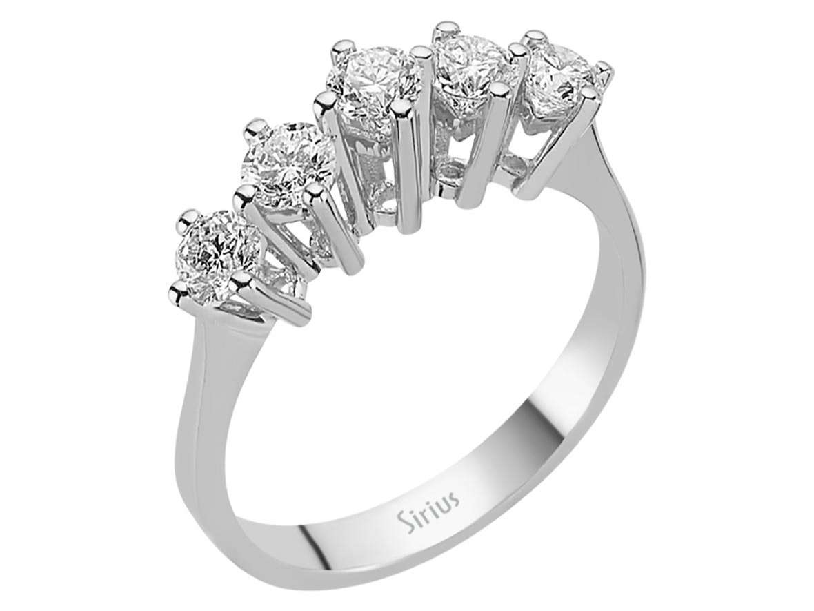 0,93 Karat Diamant 5 Diamanten Allianz – handgefertigter Diamantschmuck aus Feingold | Sirius Diamant