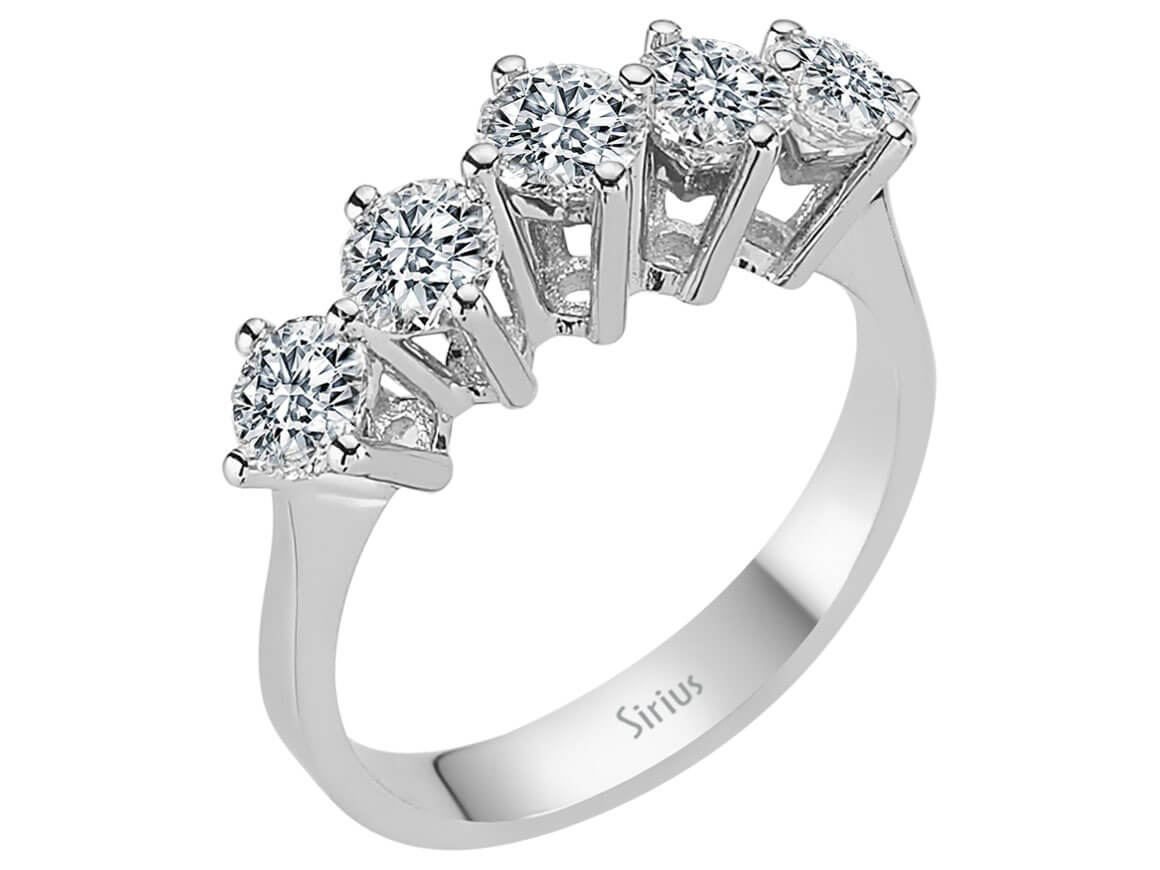 1,60 Karat Diamant 5 Diamanten Allianz - handgefertigter Diamantschmuck aus Feingold | Sirius Diamant