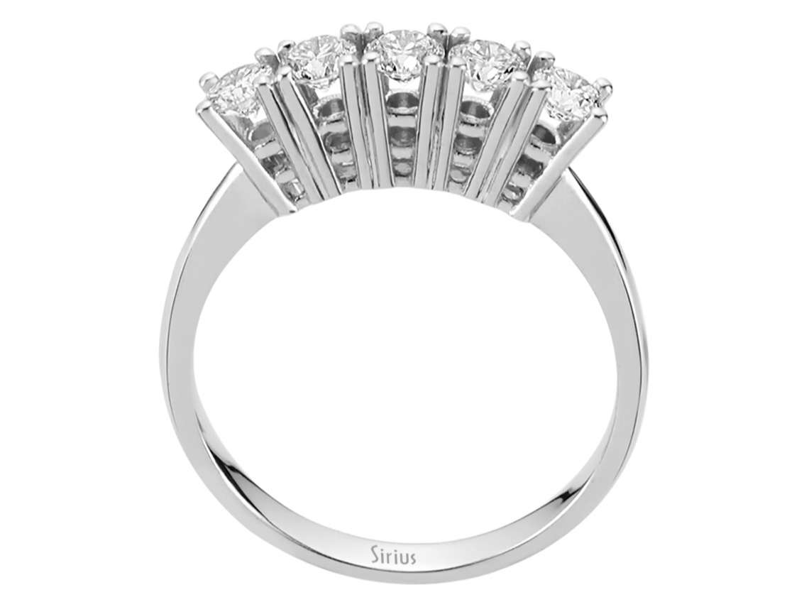 0,74 Karat 5 Diamanten Allianz in 18 K - handgefertigter Diamantschmuck aus Feingold | Sirius Diamant