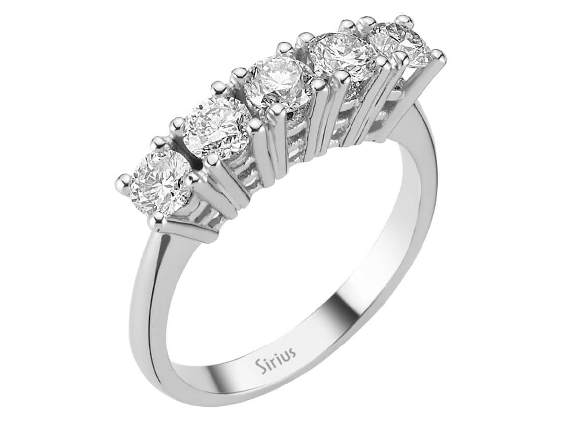 1,24 Karat Diamant 5 Diamanten Allianz - handgefertigter Diamantschmuck aus Feingold | Sirius Diamant