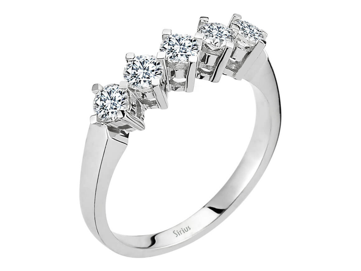 0,73 Karat Diamant 5 Diamanten Allianz - handgefertigter Diamantschmuck aus Feingold | Sirius Diamant