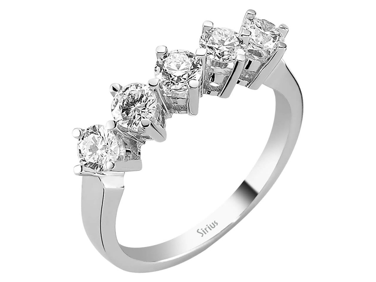 0,92 Karat Diamant 5 Diamanten Allianz - handgefertigter Diamantschmuck aus Feingold | Sirius Diamant
