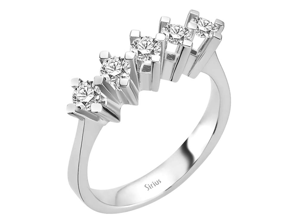 0,74 Karat Diamant 5 Diamanten Allianz - handgefertigter Diamantschmuck aus Feingold | Sirius Diamant