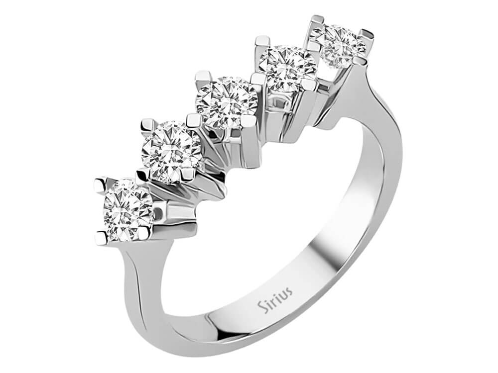 1,17 Karat Diamant 5 Diamanten Allianz - handgefertigter Diamantschmuck aus Feingold | Sirius Diamant