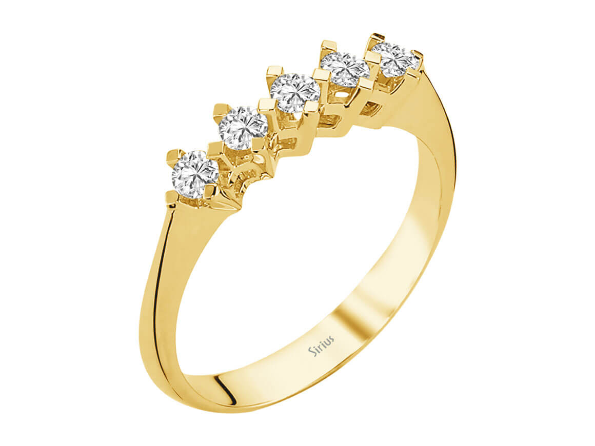 E Farbe 0,34 Carat Diamant 5 Diamanten Allianz – handgefertigter Diamantschmuck aus Feingold | Sirius Diamant