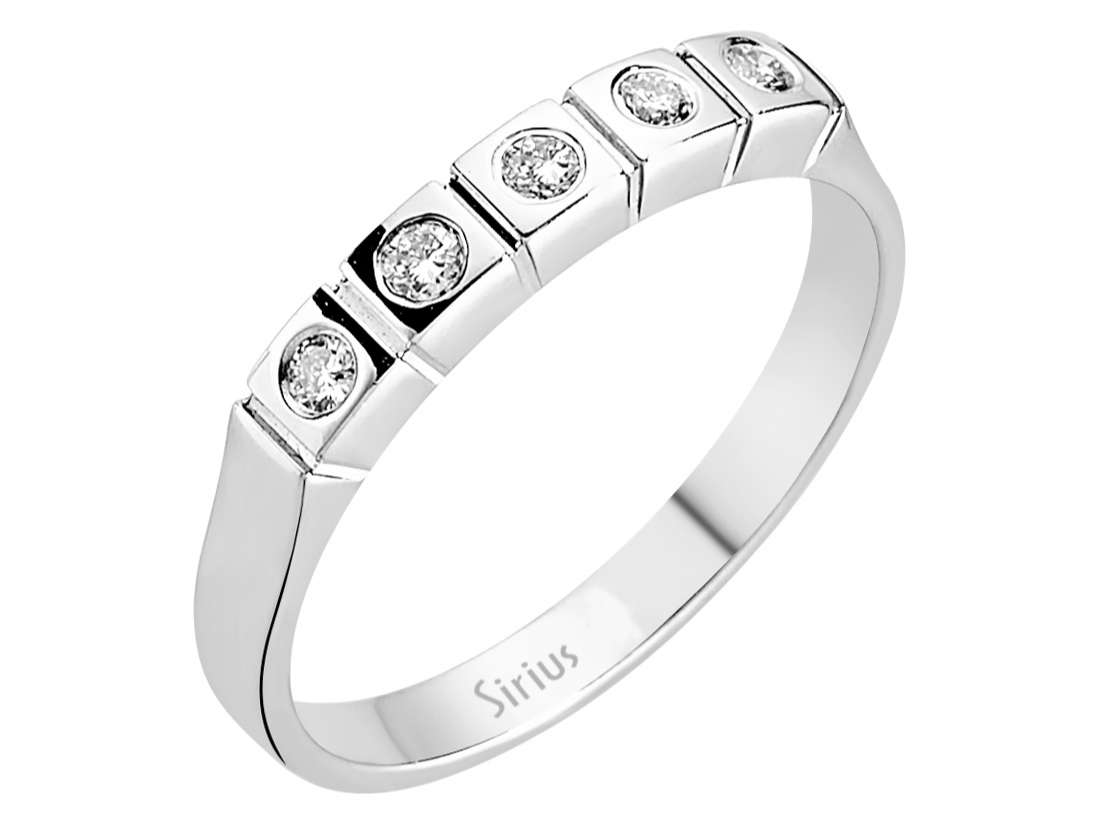 0,15 Carat 5 Diamanten Allianz - handgefertigter Diamantschmuck aus Feingold | Sirius Diamant