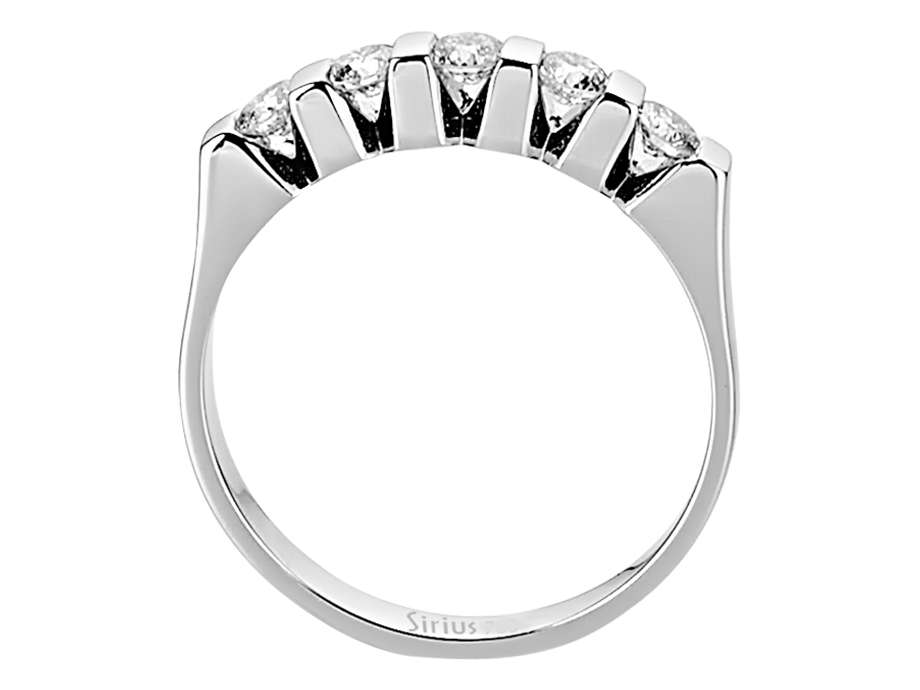 0,45 Carat 5 Diamanten Allianz in 585er Weißgold - handgefertigter Diamantschmuck aus Feingold | Sirius Diamant