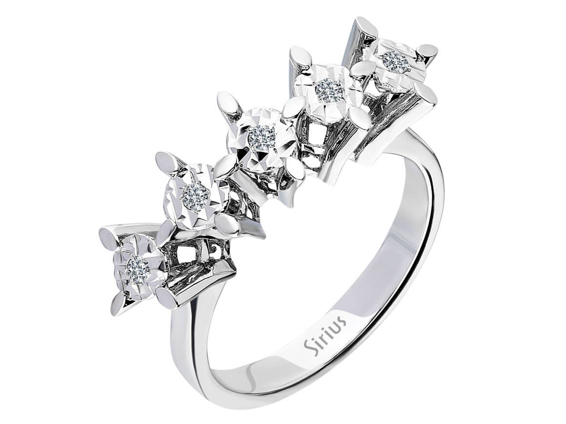 1,25 Carat Effekt Diamant 5 Diamanten Allianz - handgefertigter Diamantschmuck aus Feingold | Sirius Diamant