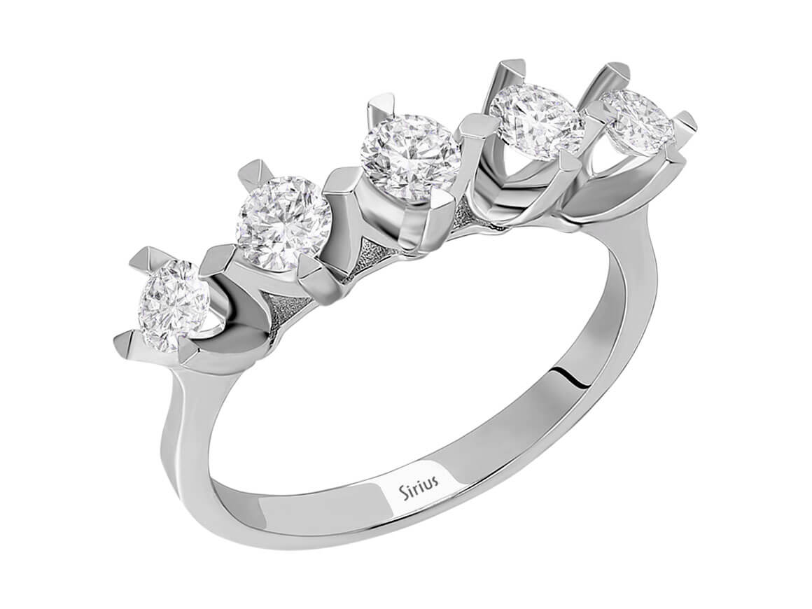 1,50 Carat Diamant 5 Diamanten Allianz - handgefertigter Diamantschmuck aus Feingold | Sirius Diamant