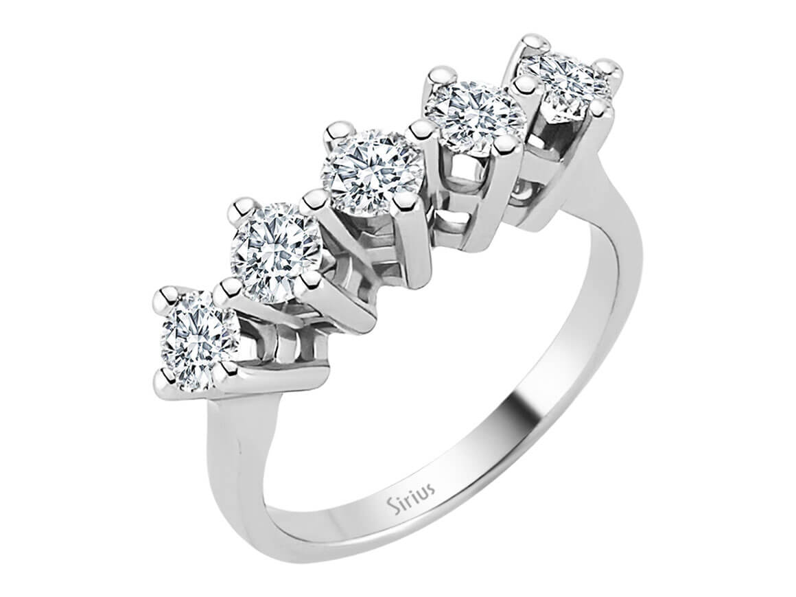 1,15 Karat Diamant 5 Diamanten Allianz - handgefertigter Diamantschmuck aus Feingold | Sirius Diamant