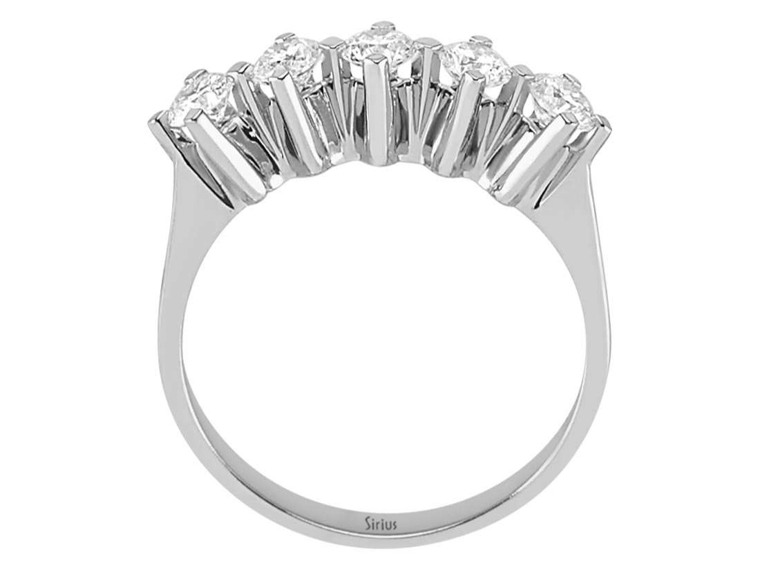 0,68 Karat Diamant 5 Diamanten Allianz - handgefertigter Diamantschmuck aus Feingold | Sirius Diamant