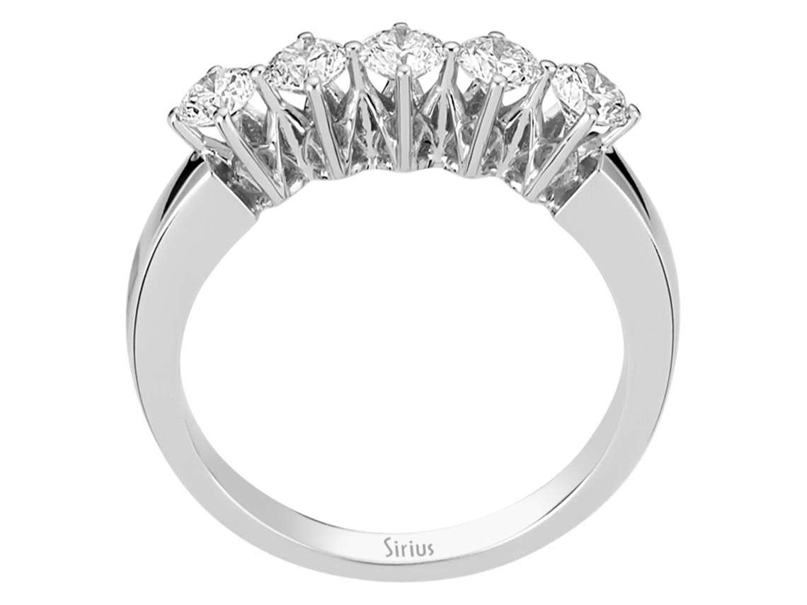 0,77 Karat Diamant 5 Diamanten Allianz - handgefertigter Diamantschmuck aus Feingold | Sirius Diamant