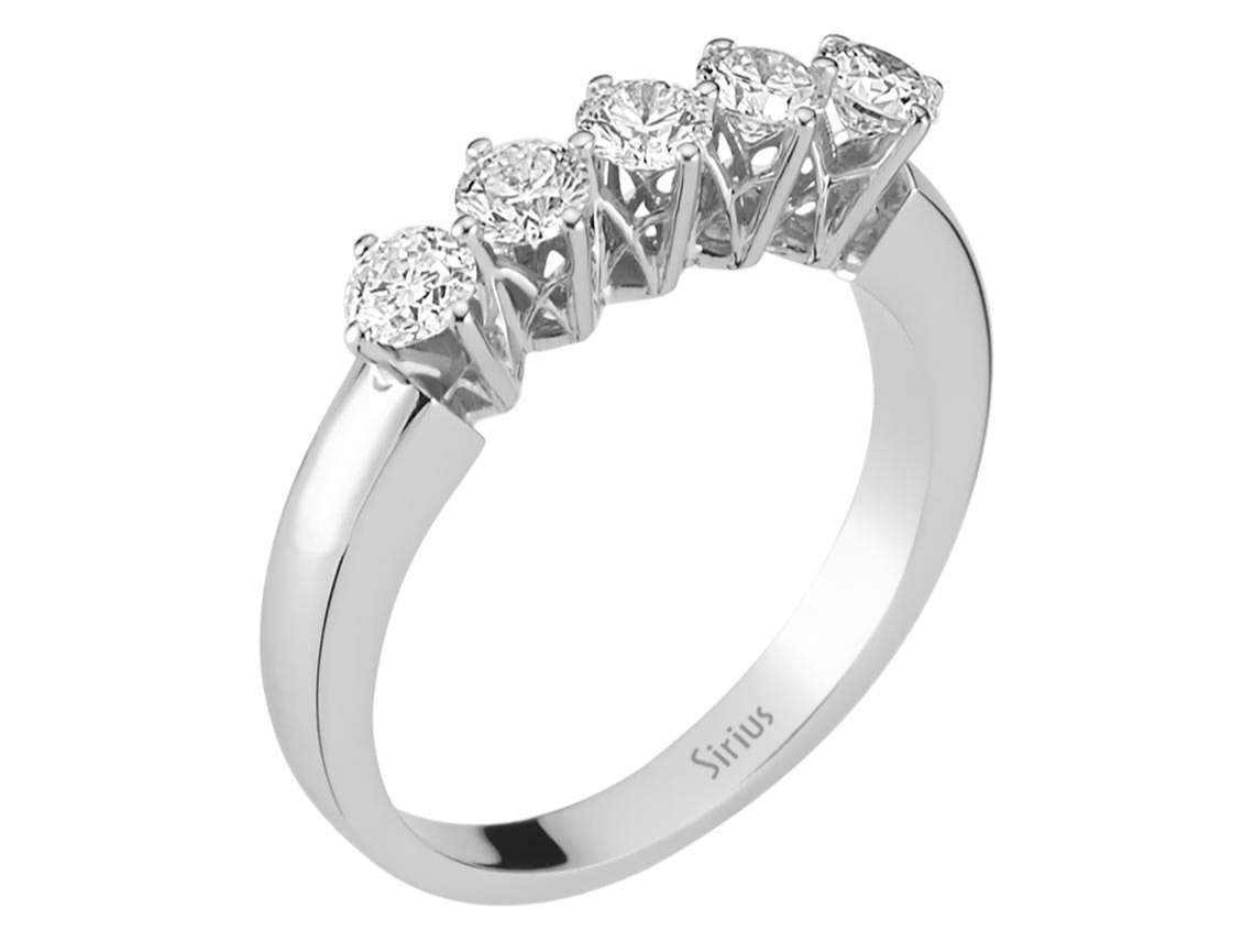 0,77 Karat Diamant 5 Diamanten Allianz - handgefertigter Diamantschmuck aus Feingold | Sirius Diamant