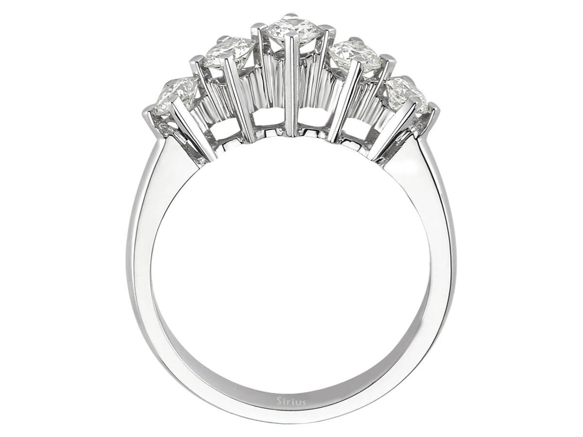 0,78 Karat Diamant 5 Diamanten Allianz - handgefertigter Diamantschmuck aus Feingold | Sirius Diamant