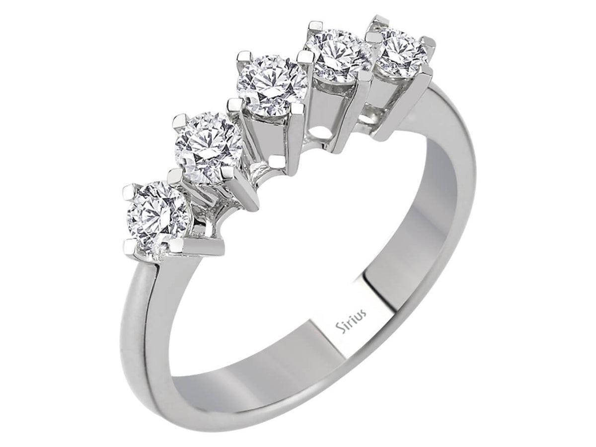 0,78 Karat Diamant 5 Diamanten Allianz - handgefertigter Diamantschmuck aus Feingold | Sirius Diamant