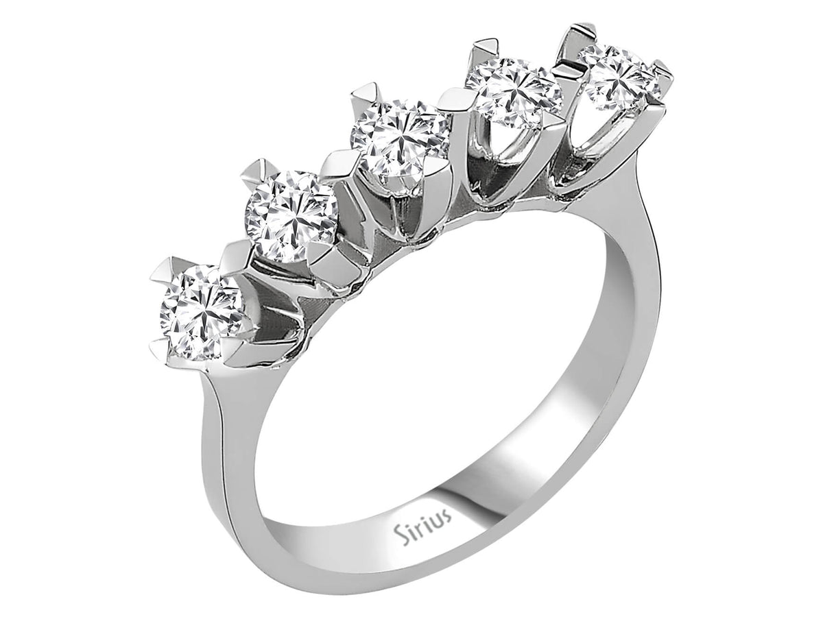 1,00 Carat Diamant 5 Diamanten Allianz - handgefertigter Diamantschmuck aus Feingold | Sirius Diamant