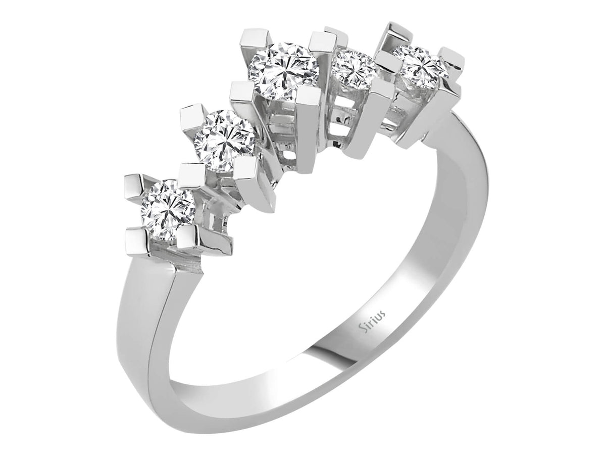 0,50 Carat Diamant 5 Diamanten Allianz - handgefertigter Diamantschmuck aus Feingold | Sirius Diamant