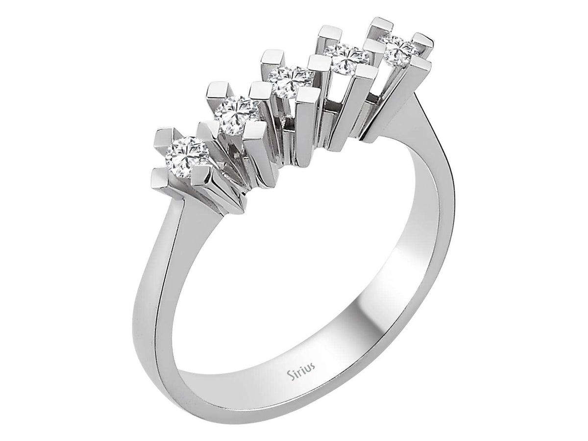 0,27 Carat Diamant 5 Stein Allianz - handgefertigter Diamantschmuck aus Feingold | Sirius Diamant