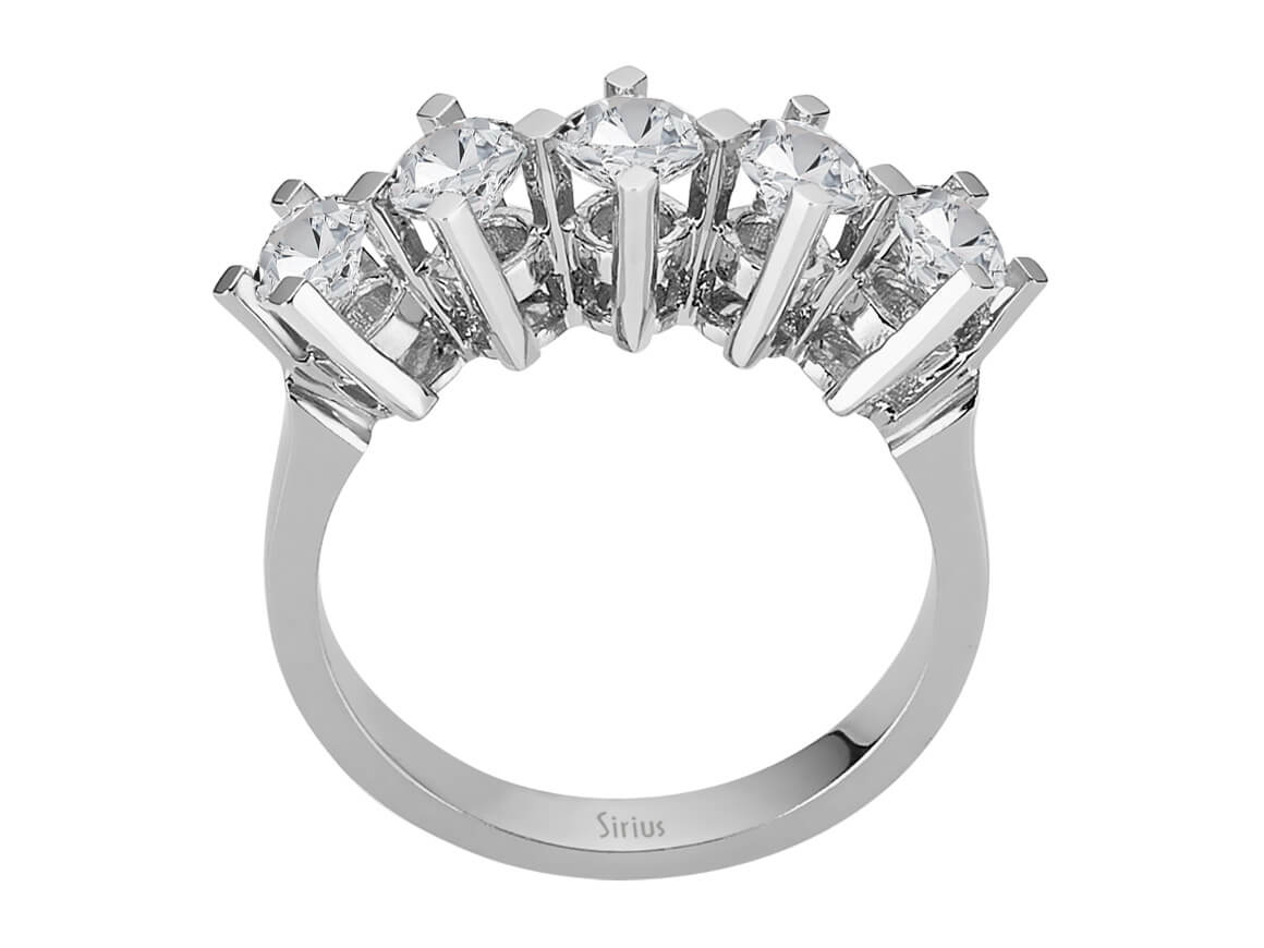 1,27 Karat Diamant 5 Diamanten Allianz - handgefertigter Diamantschmuck aus Feingold | Sirius Diamant