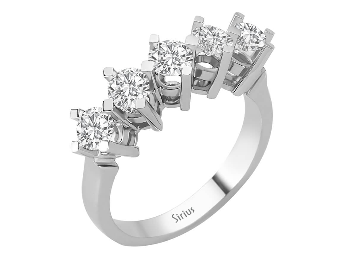 1,27 Karat Diamant 5 Diamanten Allianz - handgefertigter Diamantschmuck aus Feingold | Sirius Diamant