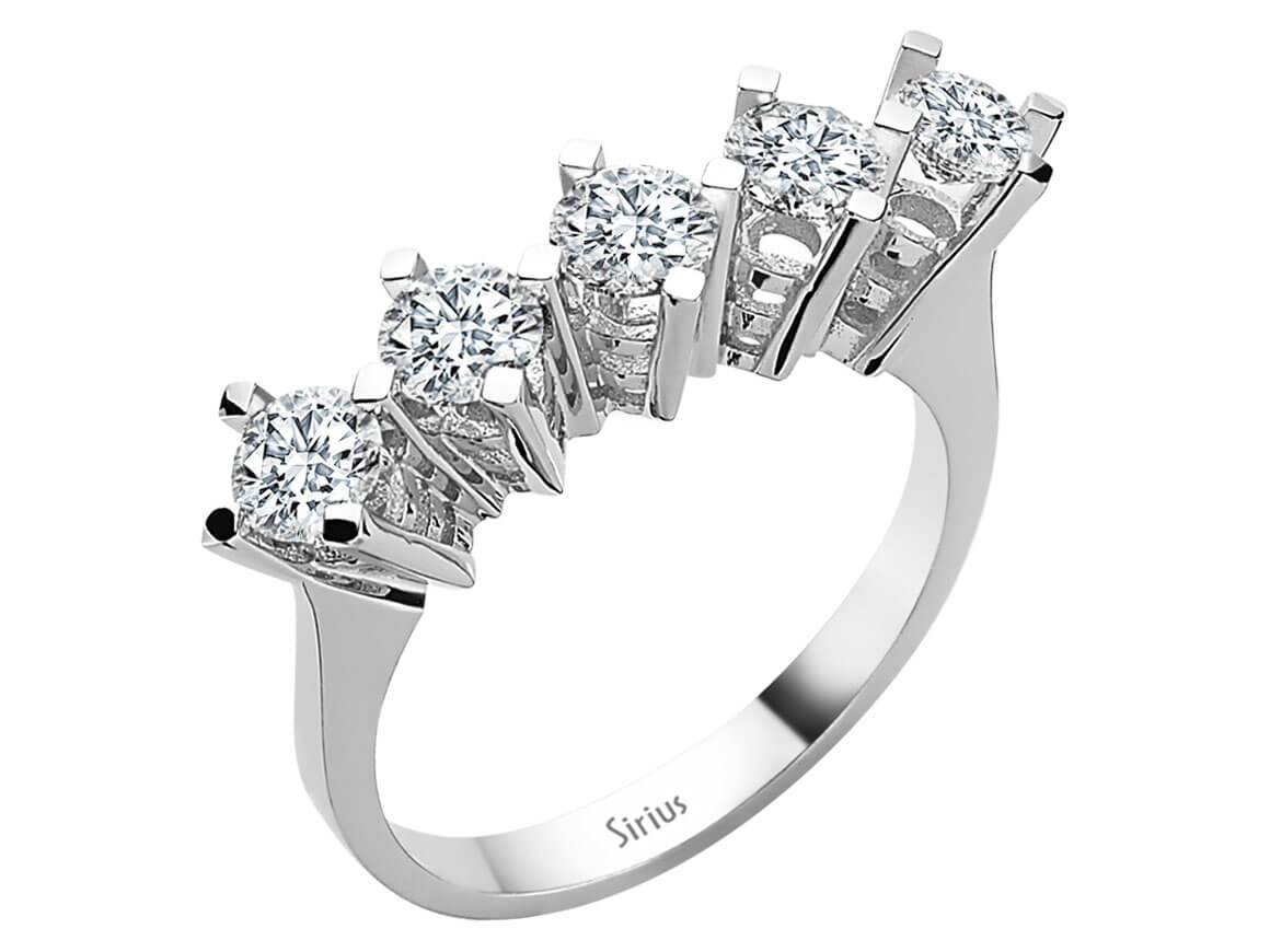 1,55 Karat 5 Diamanten Allianz - handgefertigter Diamantschmuck aus Feingold | Sirius Diamant