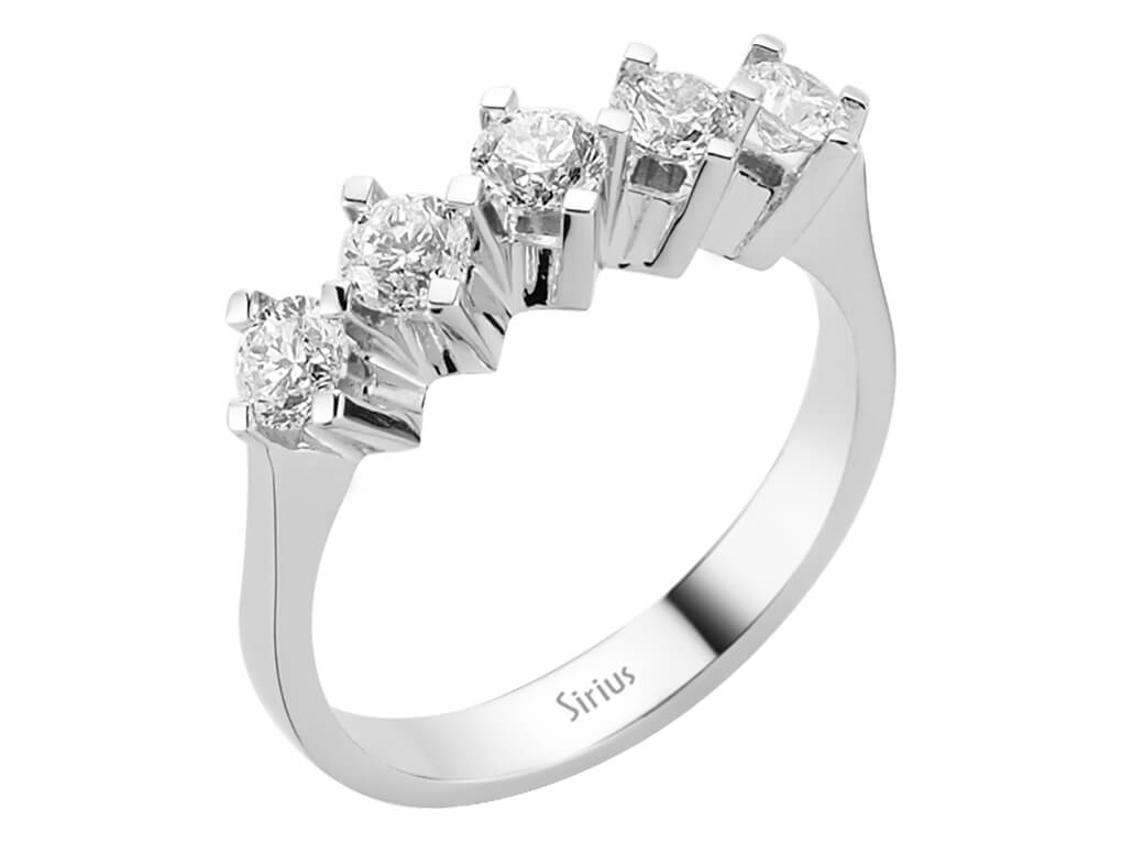 1 Karat Diamant 5 Diamanten Allianz - handgefertigter Diamantschmuck aus Feingold | Sirius Diamant