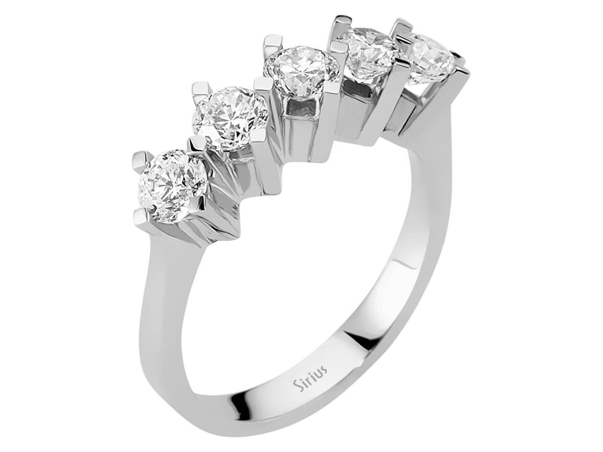 1,48 Karat Diamant 5 Diamanten Allianz - handgefertigter Diamantschmuck aus Feingold | Sirius Diamant