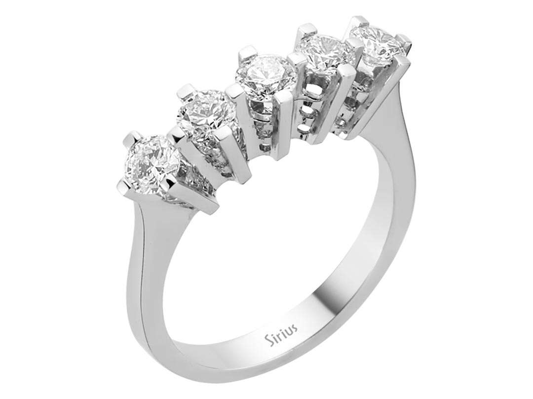0,94 Karat Diamant 5 Diamanten Allianz - handgefertigter Diamantschmuck aus Feingold | Sirius Diamant